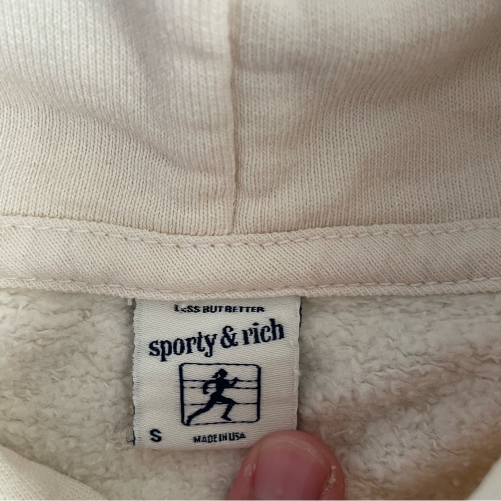 NEW SPORTY & RICH UPPER EAST SIDE CROPPED CREAM HOODIE SZ SMALL S - Picture 8 of 8